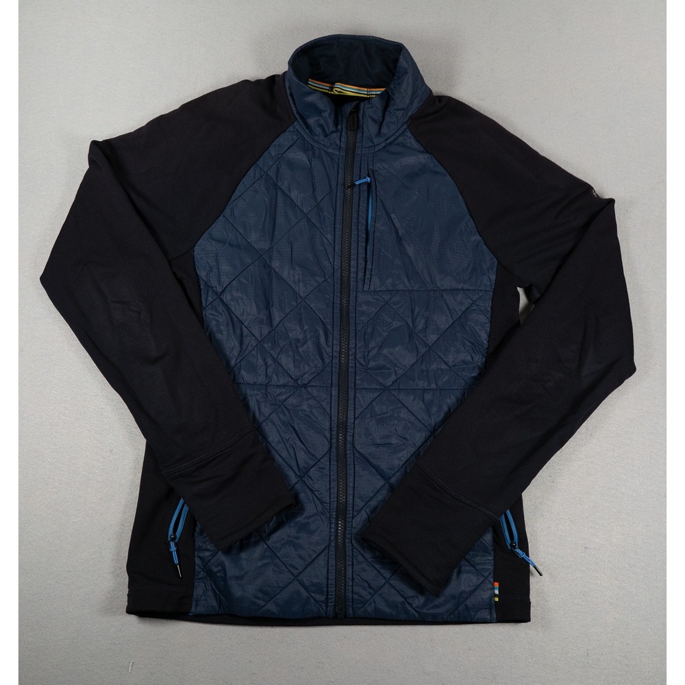Smartwool Mens Jacket S Quilted Hybrid Merino Wool Full Zip Navy Blue Black